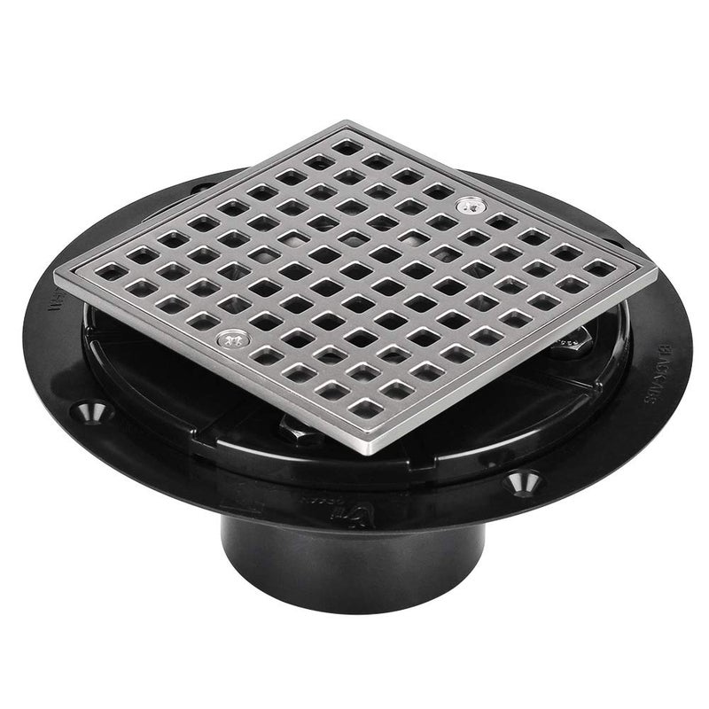 UNI-Drain 4-1/4 Square Floor Shower Drain with Flange, Shower Floor Drain Base Low Profile, Stainless Steel Shower Drain kit, Shower Drain kit Grid Nickel Brushed & CUPC Certified - Image 5
